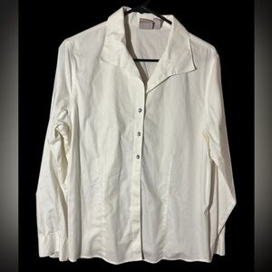 Chicos cotton white blouse with silver rhinestone buttons